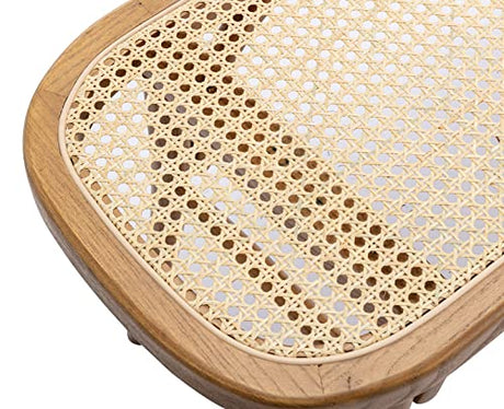 Kmax Upholstered Bench Wicker Rattan Entryway Bench Rustic Solid Wood 45 Inch for Living Room/Bedroom/Hallway Kmax