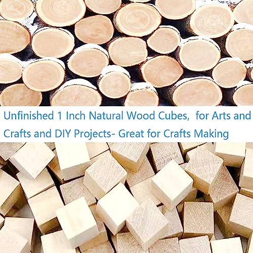 ZQYYQZ 50 Pieces 1 Inch Wooden Cubes, Unfinished Blank Wood Square Blocks, Wood Craft Cubes for Painting Decorating Crafting DIY Project