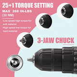 COMOWARE Cordless Drill Set, 20V Power Drill, Pink Drill Set for Women, 1 Battery & Charger, 3/8" Keyless Chuck, 2 Variable Speed, 266 In-lb Torque, COMOWARE