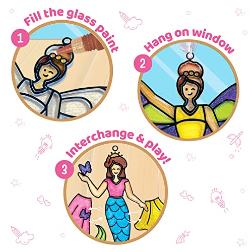 Imagimake Window Art Princess | Suncatcher Kit | Arts and Crafts for Kids Ages 6-8 | Girls Toys Age 6-8 | Unicorn Gifts for Girls Age 6-8 | 7 Year Imagimake
