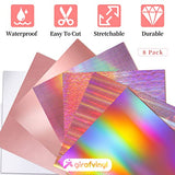 GIRAFVINYL Holographic Vinyl Rose Gold Permanent Vinyl for Cricut - 12" x 12" 6 Sheets Self-Adhesive Vinyl for DIY Decor, Signs, Parties, Gifts & GIRAFVINYL