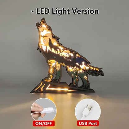 3D Howling Wolf Wooden LED Night Light - Eco-Friendly Home Decor by Tivisiy - WoodArtSupply