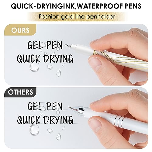 Colored Pens Bulk 6-Pack,Cute Noble Gold Line Penholder Pens,Colorful Pen Gel Pens,Waterproof Color Micro-Pen,White and Simple Fashion Style Smooth SHRRTY
