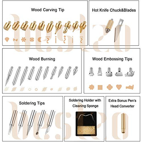 BESTZO Wood Burning Kit -LCD Wood Burning Tool Kit With Soldering Iron, Pyrography Tool Kit Wood Burning Pen With Embossing,Carving,Soldering Tip, Bestzo