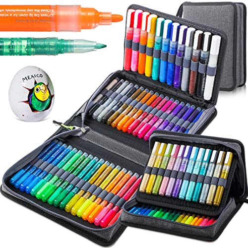 60 Pcs Acrylic Paint Pens Paint Markers 36 Colors Fine Tip Set 24 Colors Medium Tip Set Acrylic Paint Markers Gift Set for Rocks Stone Wood Ceramic - WoodArtSupply