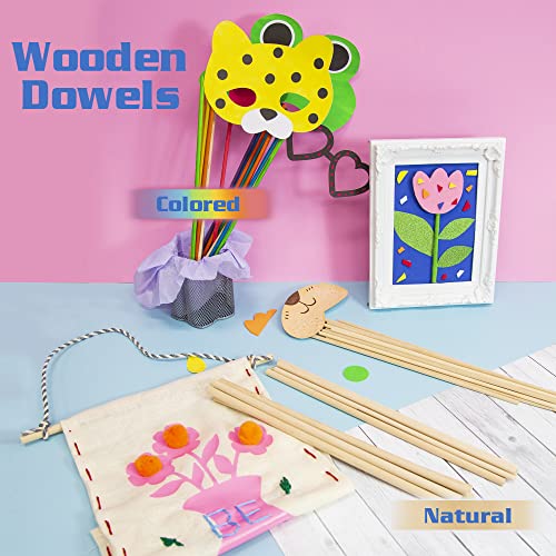 BAZIC Wooden Dowel Rods Wood Sticks, 3/8" x 12" Round Natural Color Hardwood Stick, Unfinished Wood for Crafts Lollipops Cake Support (6/Pack), Bazic Products