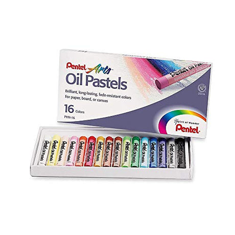 Pentel Arts Oil Pastel Set, 5/16 x 2-7/16 Inch, Assorted Colors, Set of 16 Pentel
