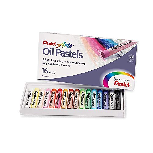 Pentel Arts Oil Pastel Set, 5/16 x 2-7/16 Inch, Assorted Colors, Set of 16 Pentel