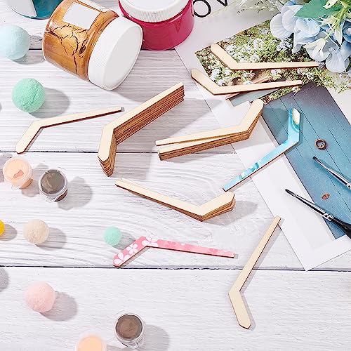 OLYCRAFT 30pcs Unfinished Wood Hockey Stick Blank Wood Slices Hockey Shape Wooden Pieces Unfinished Blank Slices Natural Wood Cutouts for DIY Project OLYCRAFT