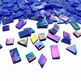 KALUCION Magic Iridescent Blue Stained Glass Mosaic Tiles, 280 Pieces Mixed 4 Shapes Tiffany Stained Glass Kit Mosaic Glass Pieces for Crafts KALUCION