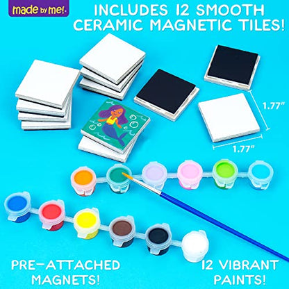 Made By Me! Paint Your Own Magnetic Tile Art – DIY Ceramic Magnets – Personalized Magnet Tiles – Arts & Crafts Kit for Kids Ages 6+,Multi - WoodArtSupply