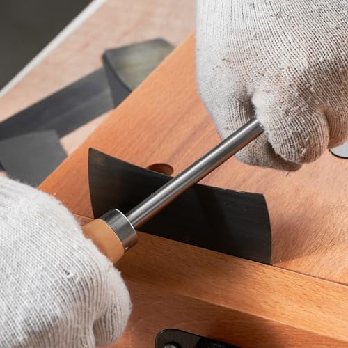 HERMIT TOOLS Cabinet Scraper Burnisher with 6 Piece Multi-Shaped Scraper Set 1 Oval 2 Double Convex/concave 1 Rectangle 1 Curved and 1 Gooseneck HERMIT TOOLS