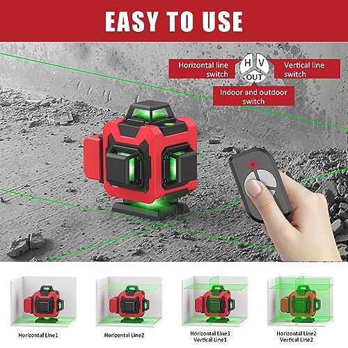 Laser Level,WEIDDW 4D 16 Lines Laser Level 360 Self Leveling Tool for Construction and Picture Handing,High Precision and Easy to Use - WoodArtSupply