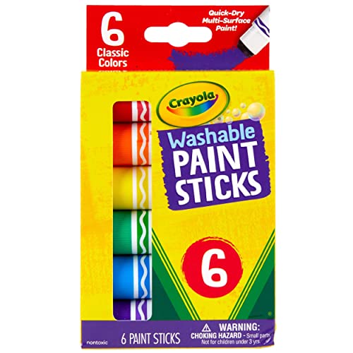 Washable Paint Sticks, No Water Required, Paint Set for Kids, Art Supplies, 6 Count Crayola