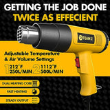 Team Z 1800W Heat Gun Kit 212°F to 1112°F(Only °F)- Fast Heating Heavy Duty Hot Air Gun, LCD Display, Overload Protection with 4 Nozzles for Shrink TEAM Z