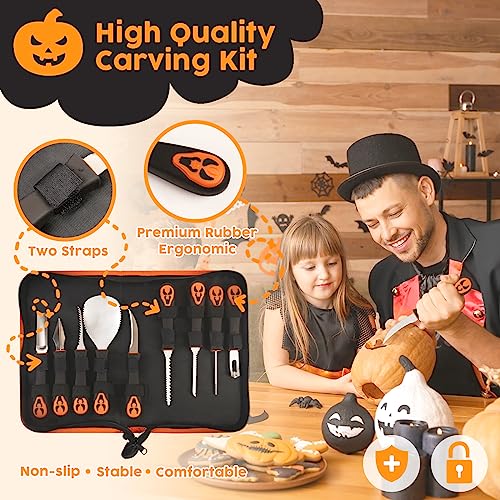 Halloween Pumpkin Carving Kit Tools - 9 PCS Premium Stainless Steel Pumkin Knive Set Heavy Duty Carving Tools for Halloween Decorations, TAVOLOZZA Tavolozza Fine Arts
