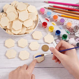 OLYCRAFT 100PCS Hexagon Wood Pieces Unfinished Wood Hexagon Pieces 1.5x1.3x0.2 Inch Natural Wood Hexagon Cutout Wood Hexagon Blank Slices for DIY OLYCRAFT