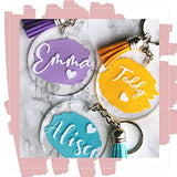 JINMURY 120 Pcs 2 Inch Acrylic Keychain Blanks | Clear Acrylic Circle Discs with Hole, Come with Silver 30 Tassles and 30 Keychain Rings, Perfect for JINMURY