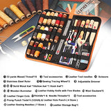 BUTUZE Leather Working Tools, Leather Tool Kit, Practical Leather Craft Kit with Waxed Thread Groover Awl Stitching Punch Hole for Leathercraft BUTUZE