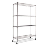 Alera Complete Wire Shelving Unit w/Caster, 48" x 18" x 72", Black Anthracite Alera
