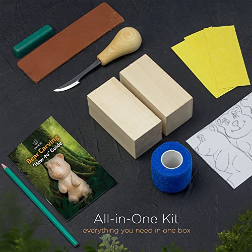 BeaverCraft Wood Carving Kit for Beginners DIY05 Wood Whittling Kit for Beginners Bear Carving Kit - DIY Hobby Craft Kids Wood Carving Kit Wood BeaverCraft