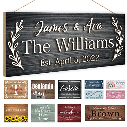 Custom Wood Sign for Home Decor, Hanging Wooden Name Sign Personalized Rustic Plaque Board for Wedding, Customized Signs Plank Decoration Gifts for