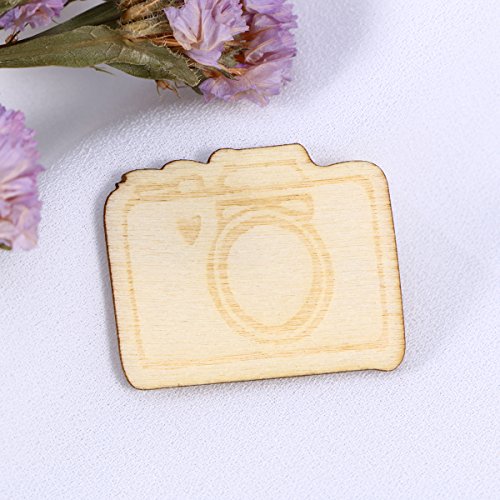 SUPVOX 20pcs Unfinished Wood Cutout Wooden Camera Shape Natural Wood Pieces for DIY Arts Crafts Projects SUPVOX