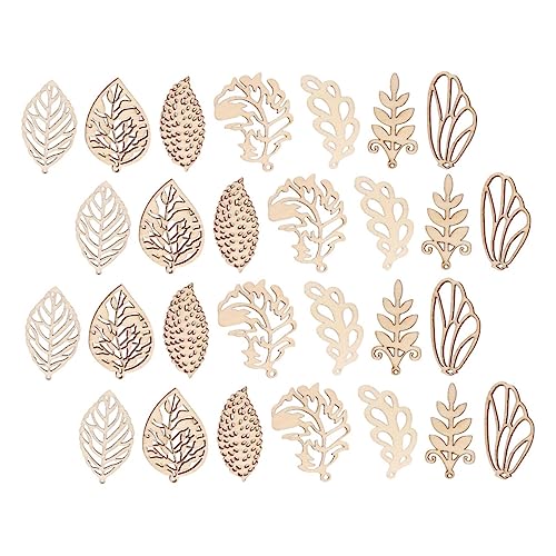 Abaodam 50Pcs Christmas Stickers Flower centerpieces Wooden Decor Christmas Unfinished Wooden Ornaments DIY Wood Leaf Cutouts Christmas Wood Chips Abaodam