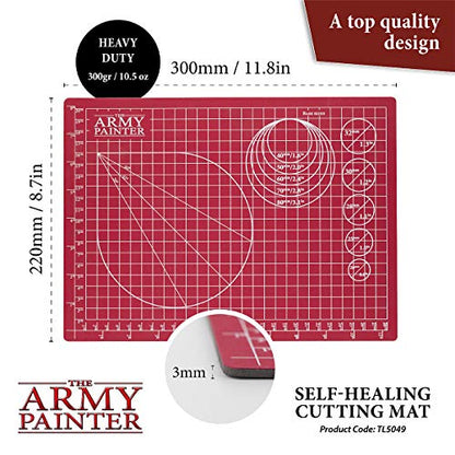 The Army Painter Self Healing Cutting Mat - Self Healing Craft Cutting Mat, A4 Size - Double Sided PVC Non-Slip Hobby Mat - 3-Ply Gridded Miniature - WoodArtSupply