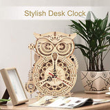 3D Wooden Puzzles ROKR Owl Clock - Mechanical Model Building Kit for Adults 161PCS Clock Puzzles Creative Gift Home Decor for Family ROKR