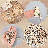 AUEAR, 300 Pack Wooden Embellishments Butterfly Flower Bird Slices Discs Unfinished Wooden Cutouts Wood Ornaments for Crafts DIY Handmade Decoration AUEAR
