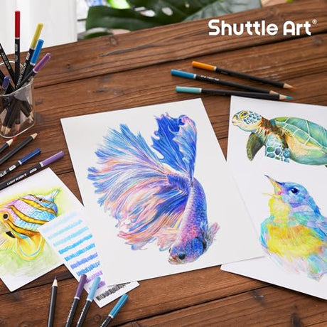 Shuttle Art 36 Colored Pencils, Seascape Themed Colored Pencils for Adult Coloring, Soft Core Color Pencils, Coloring Pencils for Adults Kids Artists Shuttle Art