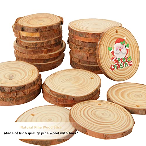 QTLCOHD 100Pcs Wood Slices 2.4-2.8 Inches Natural Wood Slices Unfinished Wood Slice Ornaments Undrilled Wood Circles for Crafts DIY Christmas - WoodArtSupply