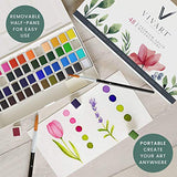 Watercolor Paint Set with 48 Premium Colors, 2 Artist Paint Brushes, 20-Sheet Paper Pad, Bonus Watercolor eBook Vivart