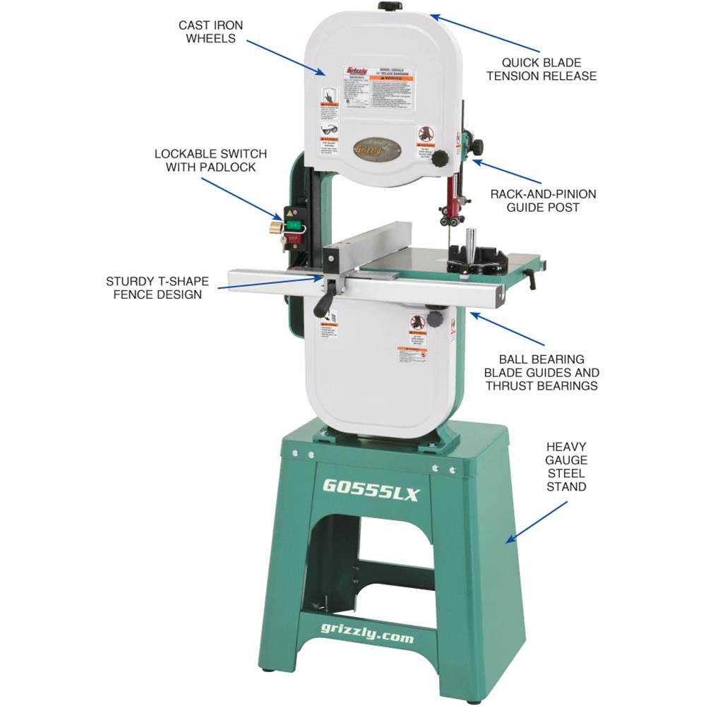 Grizzly Industrial G0555LX - 14" 1 HP Deluxe Bandsaw - WoodArtSupply