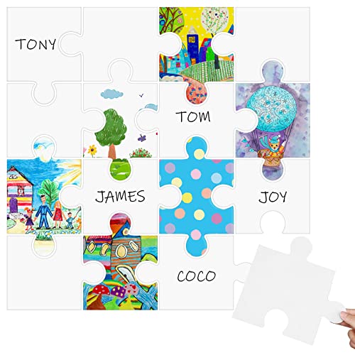 Junkin 100 Pcs Large Blank Puzzle Puzzle Pieces Cutouts DIY Make Your Own Puzzle Kit Paper Puzzle Kit for Classroom Decor Bulletin Board School DIY Junkin