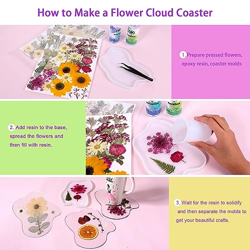 12“ Large Bulk Winter White Dried Pressed Flowers for Art Crafts, Real Dry Natural Flower Leaf for Resin Mold, Jewelry Making, Glass Frame (Winter ZMRU