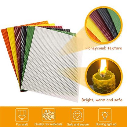 Tafuero Beeswax Honeycomb Candle Sheets,12pcs Beeswax Candle Making Kit Natural 10" X 8",Make Your Own Ideas Candle for Kids and Adults,Making - WoodArtSupply