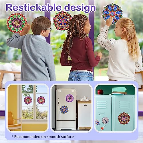 Insnug Color Your Own Mandala Window Cling, Arts and Crafts for Kids Ages 8-12, Crafts for Teens Adult Elderly, Teen Girl Gifts Trendy Stuff, Mandala - WoodArtSupply