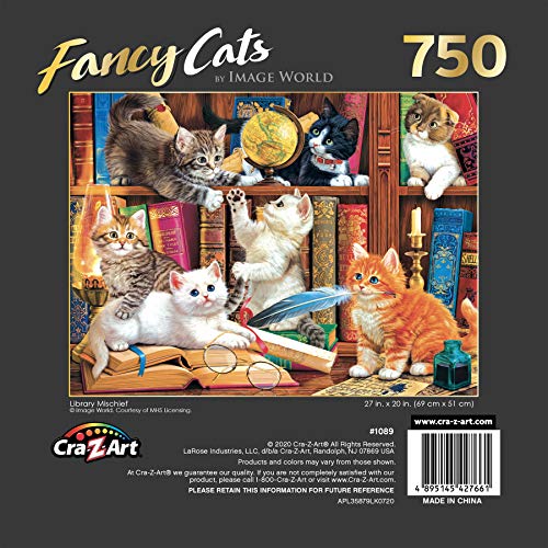 Cra-Z-Art Fancy Cats 750 Piece Jigsaw Puzzle - Library Mischief - WoodArtSupply