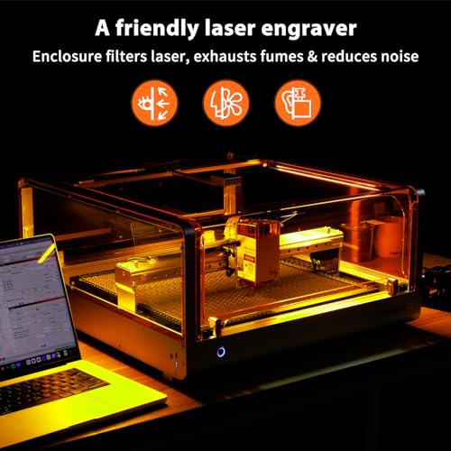 Roly LaserMATIC Mk2 20W Laser Engraver with Integrated Enclosure, Air Assist, Honeycomb Panel and Camera Included, Laser Engraver for Wood, Metal, Roly