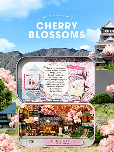 Kisoy Dollhouse Miniature with Furniture Kit, Handmade DIY House Model for Teens Adult Gift (Cherry Blossoms) Kisoy