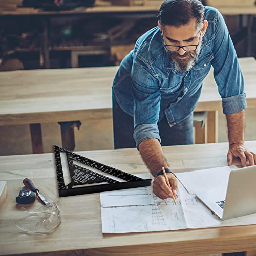 Beslands Aluminum 12-inch Rafter Square Carpenter Measuring Layout Tool Alloy Metal Triangle Ruler Protractor for Woodworking and Carpentry Beslands