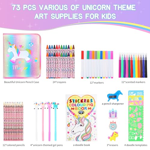  Unicorn Gifts for Girls 73 Pcs Coloring Markers Set