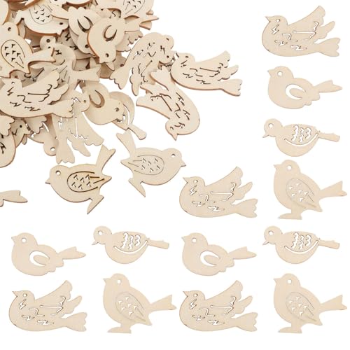 ABOOFAN Birds for Crafts, Birds Unfinished Wood Slices Cutouts Peace Dove Wood Craft Embellishments Blank Wooden Chip for DIY Scrapbooking Wedding ABOOFAN