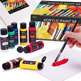 Acrylic Paint Set with 12 Art Brushes, 24 Colors (2 oz/Bottle) Acrylic Paint for Painting Canvas, Wood, Ceramic and Fabric, Paint Set for Beginners, TMOL