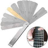 Jiayouy 11 Pieces Guitar Luthier Tool Kit Including 9pcs Understring Radius Gauge String Action Gauge Ruler 32 Blades Feeler Gauge for Guitar and Jiayouy