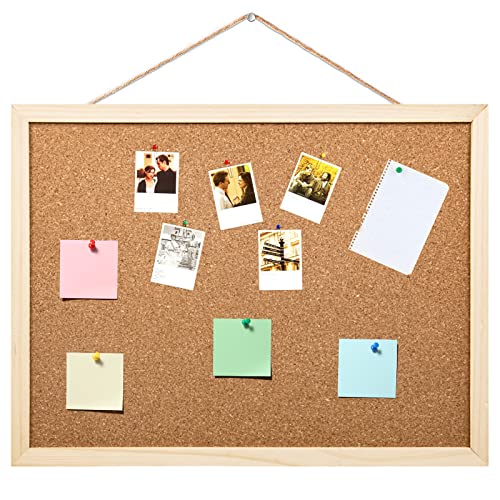 2 Pack Cork Board Bulletin Board, 15.7"X 12" pin Boards for Walls, Oak Wood Finish Frame, Wall Mounted Cork Board for Office Home and School(Pins, BGJRBY