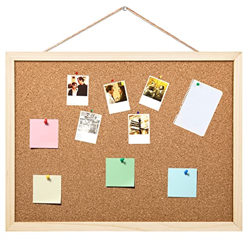 2 Pack Cork Board Bulletin Board, 15.7"X 12" pin Boards for Walls, Oak Wood Finish Frame, Wall Mounted Cork Board for Office Home and School(Pins, - WoodArtSupply