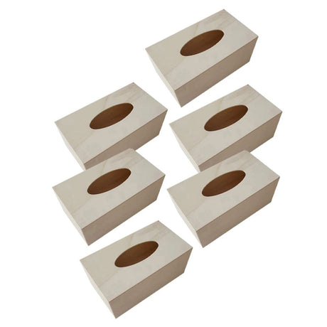 STOBOK Kids DIY Craft Kit 6pcs Box DIY Tissue Box Desk Dispenser Container Square Tissues Dispenser Paper Holder Box Crafting Blank Box Wooden Towel STOBOK